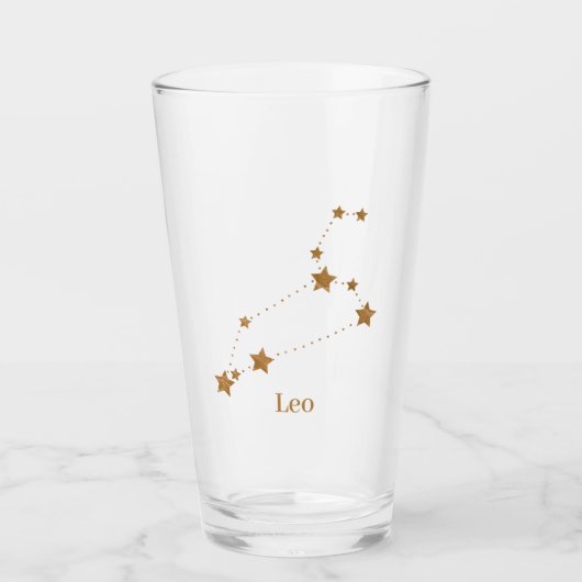 Modern Zodiac Sign Gold Leo | Element Fire Glas (Voorkant)
