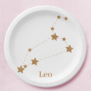 Modern Zodiac Sign Gold Leo Element Fire Papieren Bordje