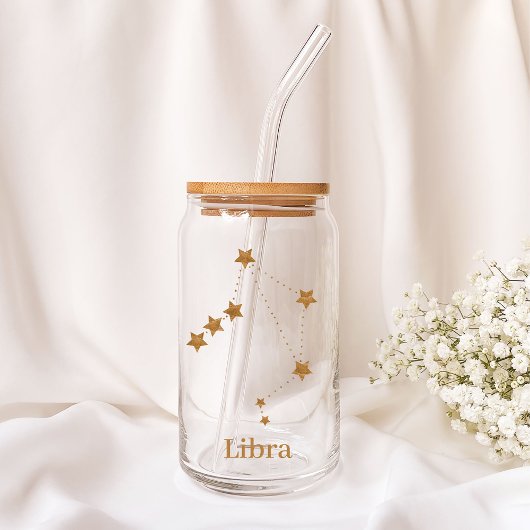 Modern Zodiac Sign Gold Libra | Element Air Blikvorm Glas
