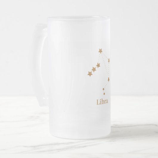 Modern Zodiac Sign Gold Libra | Element Air Matglas Bierpul (Voorkant links)