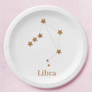 Modern Zodiac Sign Gold Libra   Element Air Papieren Bordje
