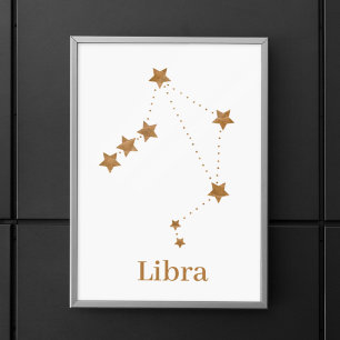 Modern Zodiac Sign Gold Libra   Element Air Poster