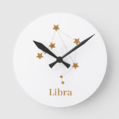 Modern Zodiac Sign Gold Libra | Element Air Ronde Klok (Voorkant)