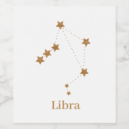 Modern Zodiac Sign Gold Libra | Element Air Wijn Etiket (Enkel label)