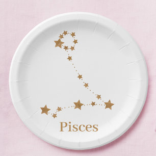 Modern Zodiac Sign Gold Pisces Element Water Papieren Bordje