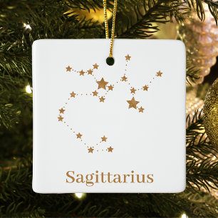 Modern Zodiac Sign Gold Sagittarius   Element Fire Keramisch Ornament