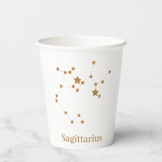 Modern Zodiac Sign Gold Sagittarius | Element Fire Papieren Bekers (Achterkant)