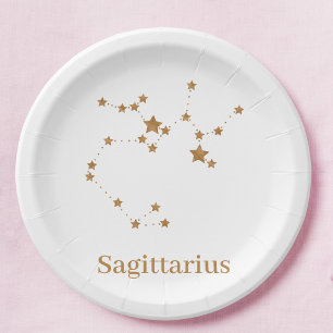 Modern Zodiac Sign Gold Sagittarius Element Fire Papieren Bordje