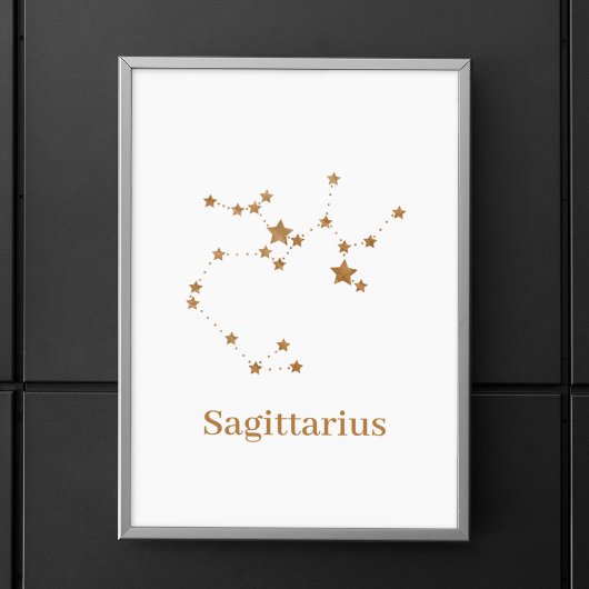 Modern Zodiac Sign Gold Sagittarius | Element Fire Poster