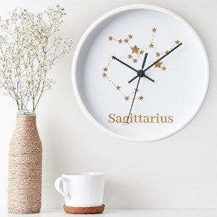 Modern Zodiac Sign Gold Sagittarius Element Fire Ronde Klok