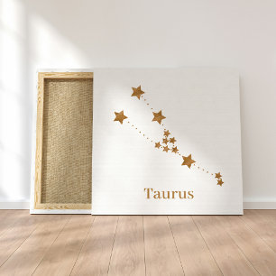 Modern Zodiac Sign Gold Taurus   Element Earth Canvas Afdruk