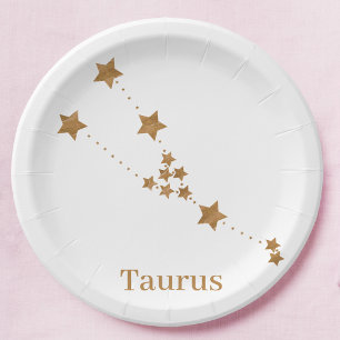 Modern Zodiac Sign Gold Taurus Element Earth Papieren Bordje