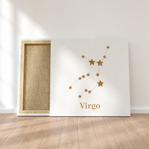 Modern Zodiac Sign Gold Virgo   Element Earth Canvas Afdruk