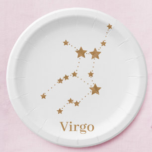 Modern Zodiac Sign Gold Virgo Element Earth Papieren Bordje