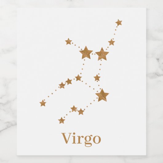 Modern Zodiac Sign Gold Virgo | Element Earth Wijn Etiket (Enkel label)