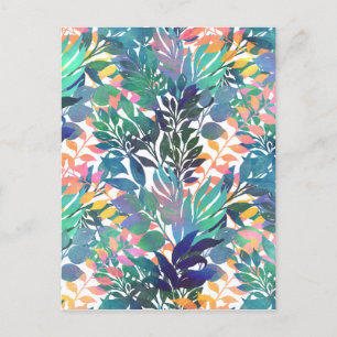 Modern zomerse tropische Waterverf Foliage-ontwerp Feestdagenkaart