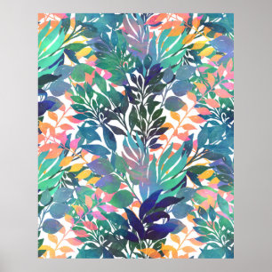 Modern zomerse tropische Waterverf Foliage-ontwerp Poster