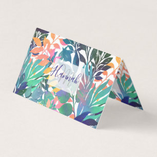 Modern zomerse tropische Waterverf Foliage-ontwerp Visitekaartjes