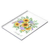 Modern Zonnebloem Boeket Wit Notitieboek (Linkerzijde)