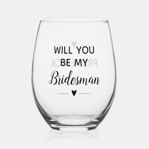 Modern zul je mijn bruidsman voorstel bruiloft wijnglas zonder voet