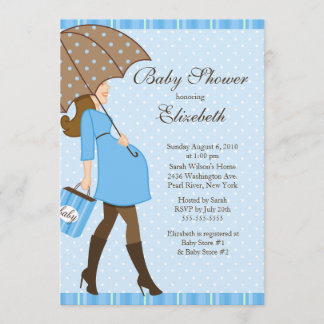 Modern Zwangere Baby shower van mama Blue Boy Kaart