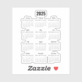 Modern Zwart 2025 Kalender Voljaar Uitzicht Sticker (Vel)