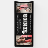 Modern Zwart 2 Foto Afstuderen Klasse 2025 Spandoek (Verticaal)