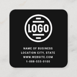 Modern zwart aangepast logo en QR-code vierkant za Vierkante Visitekaartje