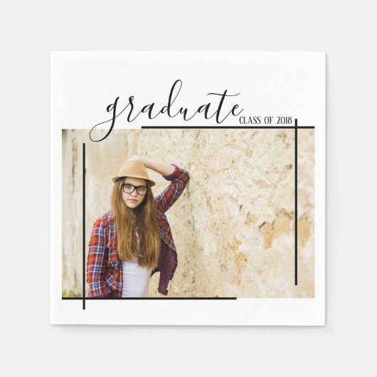 Modern Zwart Abstract Afstuderen Fotoservetten Servetten (Voorkant)