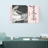Modern zwart Afstuderen script met Photo Blush Spandoek (Beurs)
