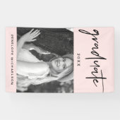 Modern zwart Afstuderen script met Photo Blush Spandoek (Horizontaal)