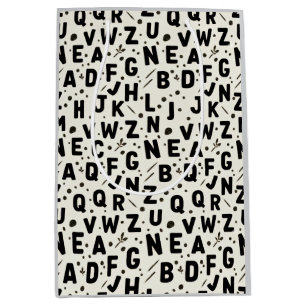 Modern zwart aquarel & gouden glitterpatroon medium cadeauzakje