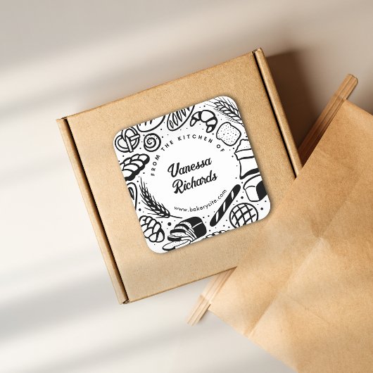 Modern Zwart Bakkerij Border Keuken Cookie Labels