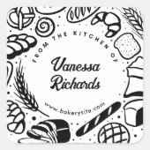 Modern Zwart Bakkerij Border Keuken Cookie Labels (Voorkant)