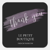 Modern Zwart Bedankt Verpakking Winkel Verzending Vierkante Sticker (Voorkant)