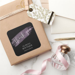 Modern Zwart Bedankt Verpakking Winkel Verzending Vierkante Sticker