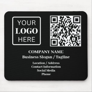 Modern Zwart Bedrijfsnaam Logo QR code Muismat