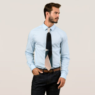 Modern zwart beige geometrisch Abstract patroon Stropdas