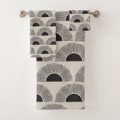 Modern Zwart & Beige Zonsondergang Abstract Kunstp Bad Handdoek (Insitu)