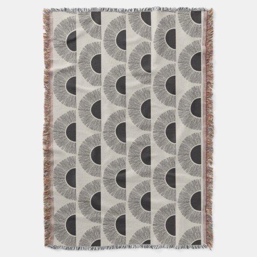 Modern Zwart & Beige Zonsondergang Abstract Kunstp Deken (Voorkant Verticaal)