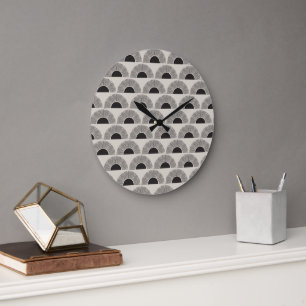 Modern Zwart & Beige Zonsondergang Abstract Kunstp Grote Klok