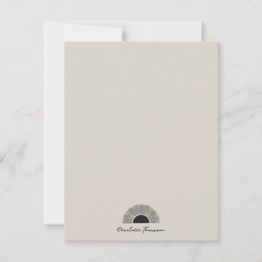 Modern Zwart & Beige Zonsondergang Abstract Kunstp Notitiekaartje (Voorkant)