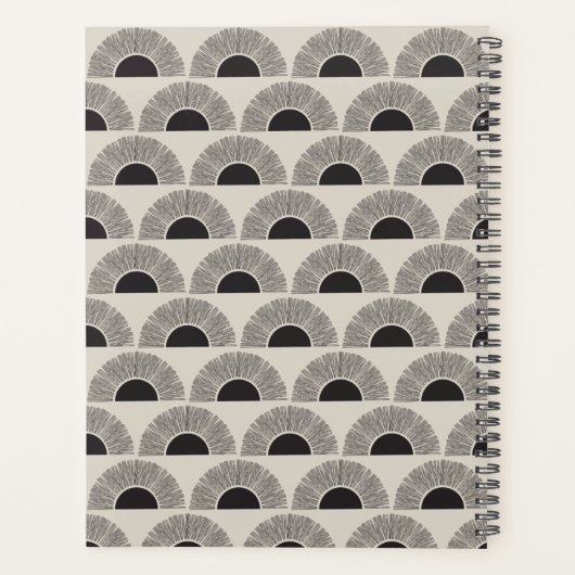 Modern Zwart & Beige Zonsondergang Abstract Kunstp Planner (Achterkant)