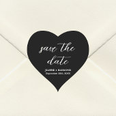 Modern Zwart Bewaar de datum Bruiloft Aankondiging Hart Sticker
