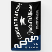Modern Zwart Blauw Afstuderen Klasse van 2025 Part Spandoek (Verticaal)