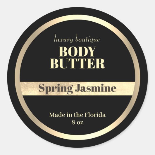 Modern Zwart Body Butter Spa Salon Product Ronde Sticker (Voorkant)