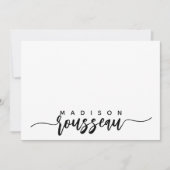 Modern Zwart Borstel Script Naam Gepersonaliseerd Notitiekaartje (Voorkant)