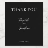 Modern zwart bruiloft minimalistisch chique script wijn etiket (Enkel label)