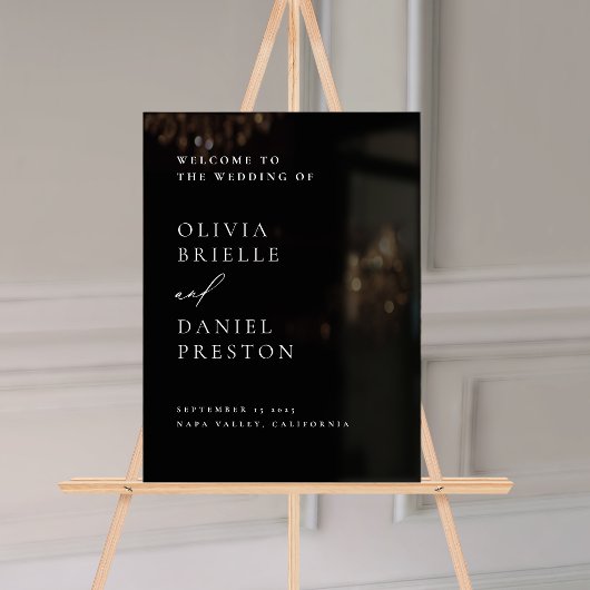 Modern zwart bruiloft minimalistisch welkomstbord acryl bord