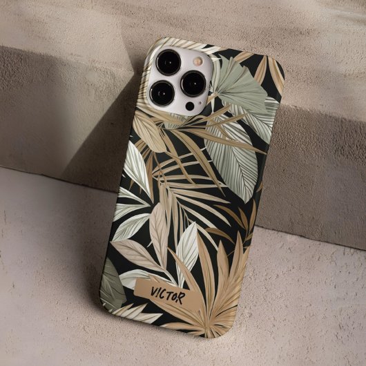 Modern Zwart Bruin Bladeren Oerwoud Masculin Custo Case-Mate iPhone Case